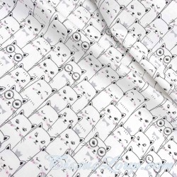 Cotton fabric White Cats | Wolf Fabrics