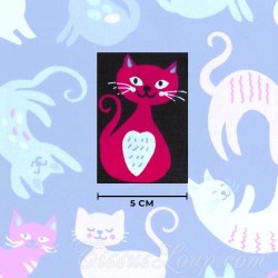 Fabric cotton Cute Cats Pink Grey and White black background | Wolf Fabrics