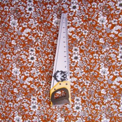 Fabric Cotton White Flowers Terracotta Background | Wolf Fabrics