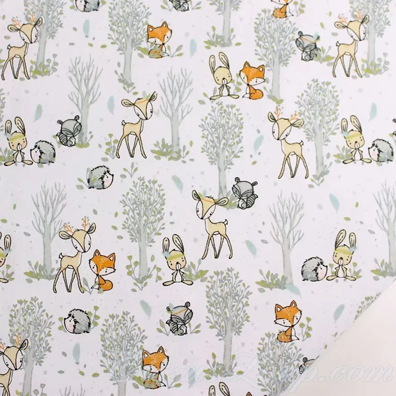 Fabric Cotton Small Forest Animals | Wolf Fabrics