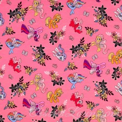 Fabric Jersey Cotton My Little Pony and Flowers | Wolf Fabrics