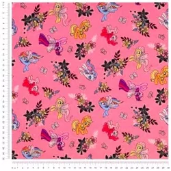 Fabric Jersey Cotton My Little Pony and Flowers | Wolf Fabrics