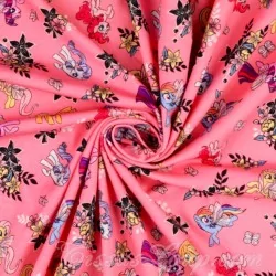 Fabric Jersey Cotton My Little Pony and Flowers | Wolf Fabrics