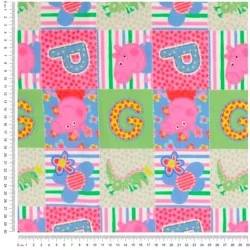 Fabric Jersey Cotton Peppa Pig Patchwork | Wolf Fabrics