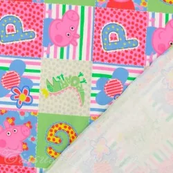 Fabric Jersey Cotton Peppa Pig Patchwork | Wolf Fabrics