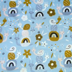 Fabric cotton Snails and Flowers | Wolf Fabrics