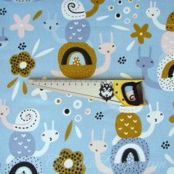 Fabric cotton Snails and Flowers | Wolf Fabrics