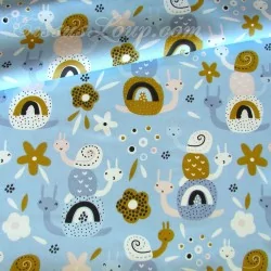 Fabric cotton Snails and Flowers | Wolf Fabrics