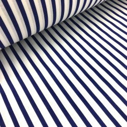 Fabric Cotton Navy Blue and White Stripes | Wolf Fabrics