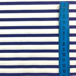 Fabric Cotton Navy Blue and White Stripes | Wolf Fabrics