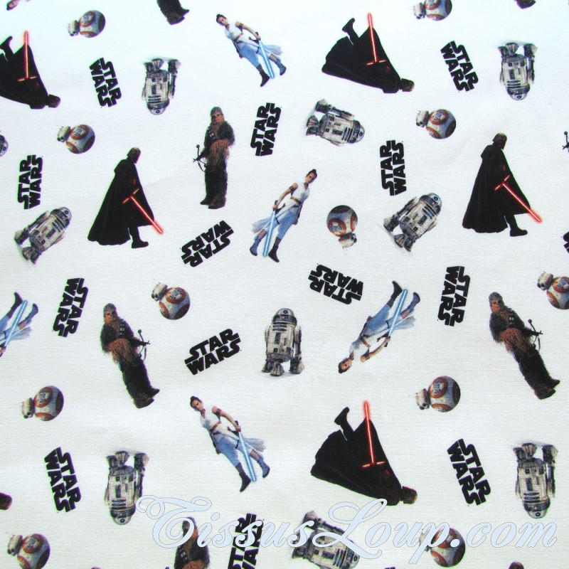 Fabric Cotton Star Wars White Background | Wolf Fabrics