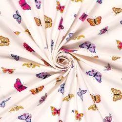 Fabric Jersey Cotton Colorful Butterflies | Wolf Fabrics