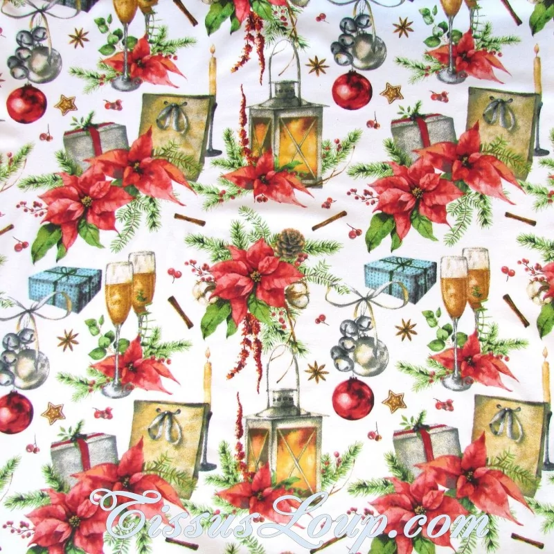 Fabric Cotton Christmas and Champagne | Wolf Fabrics