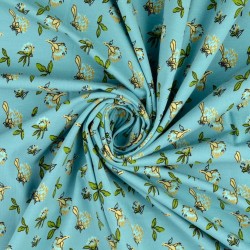 Fabric Jersey Field Flowers Green Background | Wolf Fabric