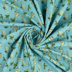 Fabric Jersey Field Flowers Green Background | Wolf Fabric