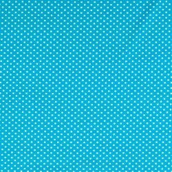 Fabric Jersey White Dots 3mm Turquoise Blue Background | Wolf Fabric