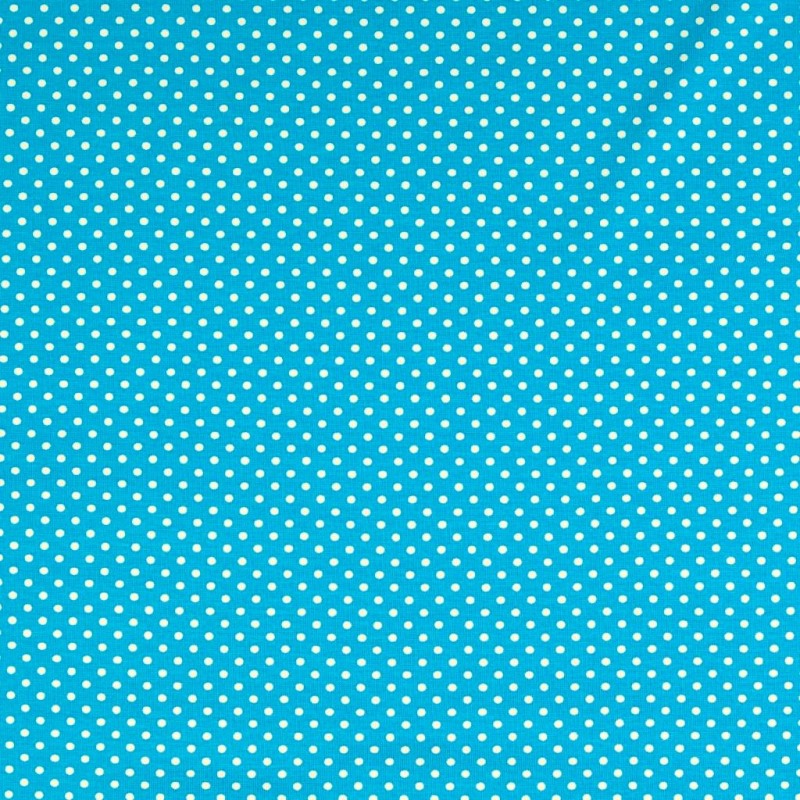 Fabric Jersey White Dots 3mm Turquoise Blue Background | Wolf Fabric