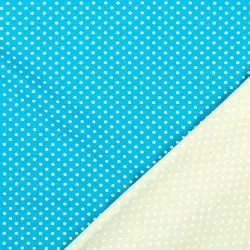 Fabric Jersey White Dots 3mm Turquoise Blue Background | Wolf Fabric