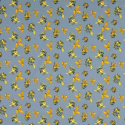 Fabric Jersey Field Flowers on Blue Grey Background | Wolf Fabric