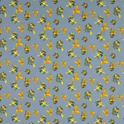 Fabric Jersey Field Flowers on Blue Grey Background | Wolf Fabric