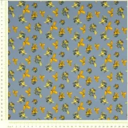 Fabric Jersey Field Flowers on Blue Grey Background | Wolf Fabric