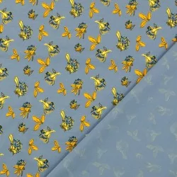 Fabric Jersey Field Flowers on Blue Grey Background | Wolf Fabric