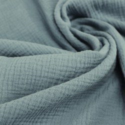 Fabric Double Gauze Cotton Blue Grey | Wolf Fabrics