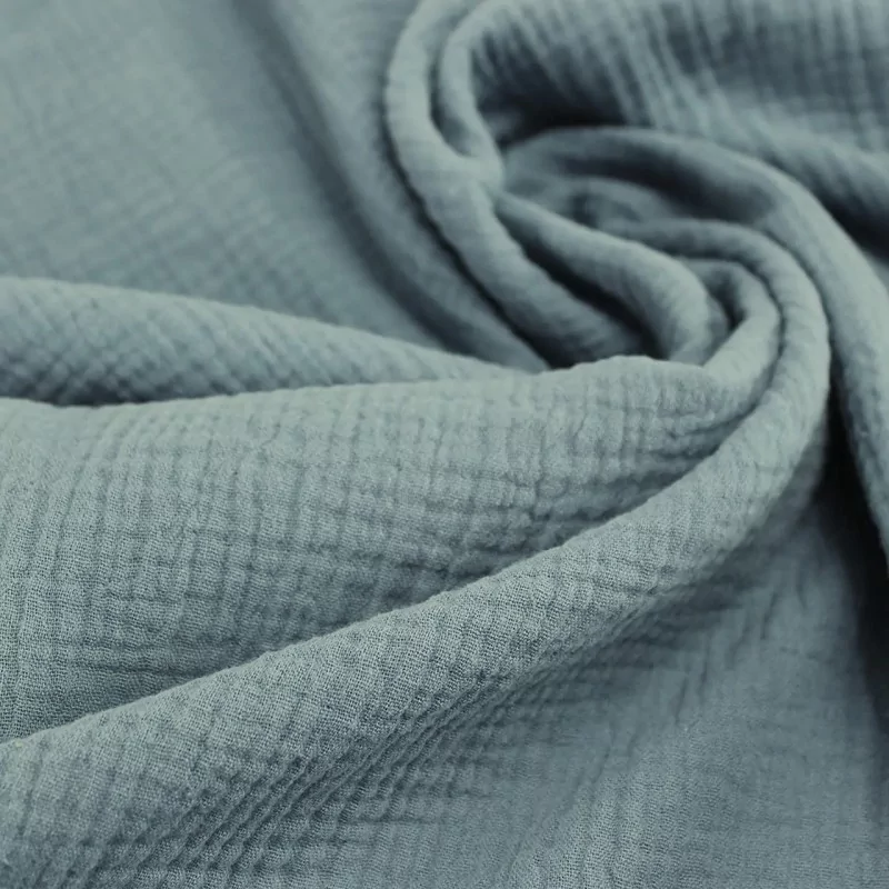 Fabric Double Gauze Cotton Blue Grey | Wolf Fabrics