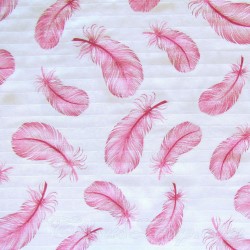 Fabric Double Gauze Cotton Pink Feathers | Wolf Fabrics