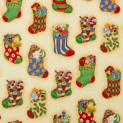 Fabric Cotton Christmas Socks Light Beige Backgroundd | Wolf Fabrics