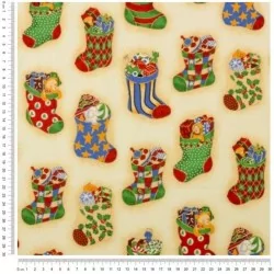 Fabric Cotton Christmas Socks Light Beige Backgroundd | Wolf Fabrics