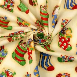 Fabric Cotton Christmas Socks Light Beige Backgroundd | Wolf Fabrics