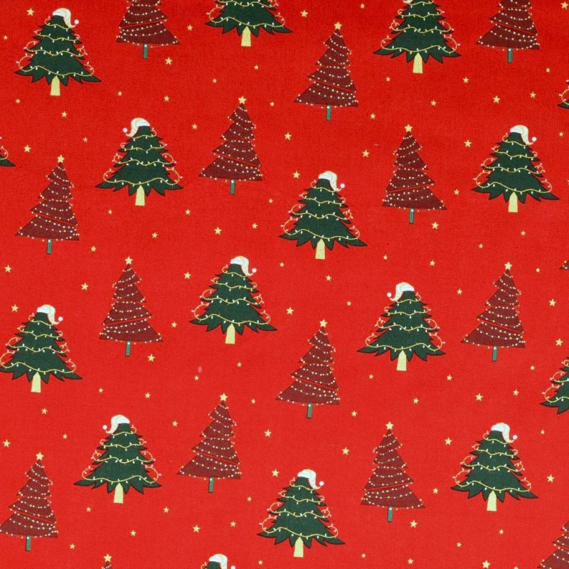 Fabric Cotton Christmas Tree in Red and Green |  Wolf Fabrics