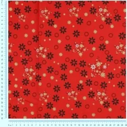 Christmas Fabric Fantasy of Golden Stars Red Background | Wolf Fabrics