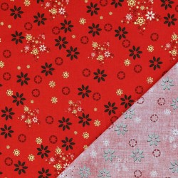 Christmas Fabric Fantasy of Golden Stars Red Background | Wolf Fabrics