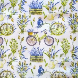 Cotton Fabric Lavender on Bike |  Wolf Fabrics