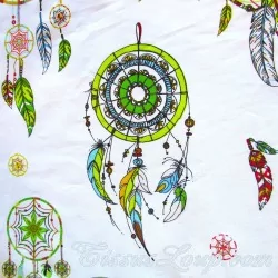 Fabric Cotton Green and Yellow Dreamcatcher | Wolf Fabrics