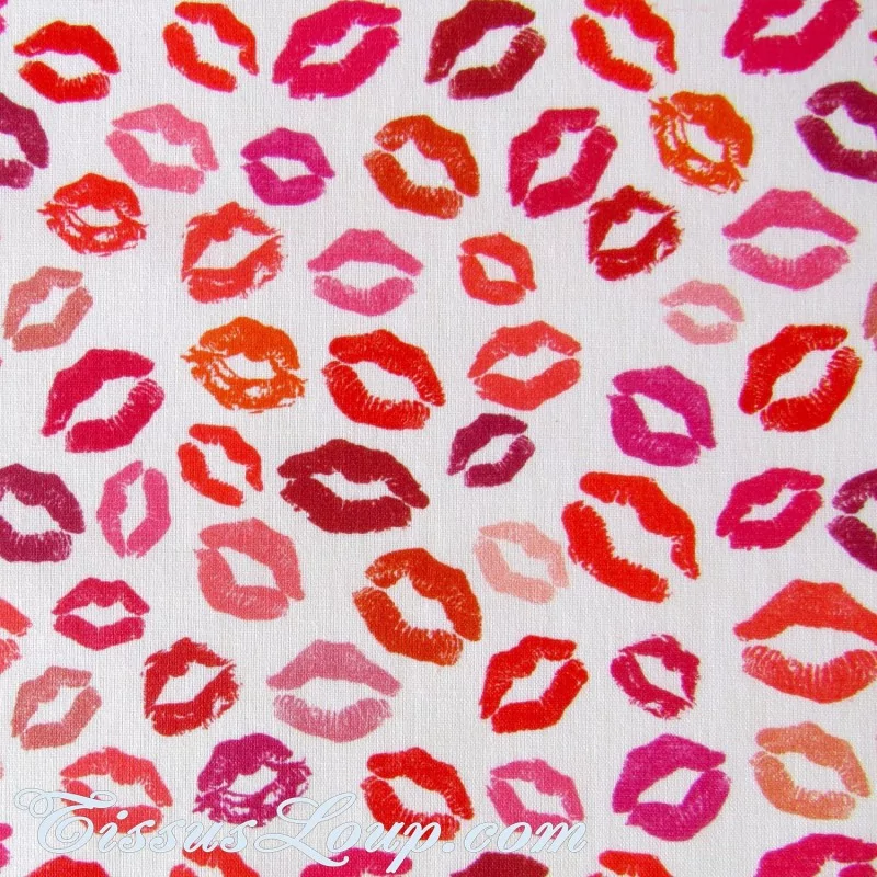 Coated Fabric Red Lips Kisses | Wolf Fabrics