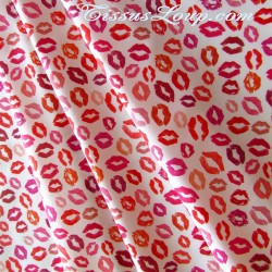 Coated Fabric Red Lips Kisses | Wolf Fabrics