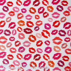 Coated Fabric Red Lips Kisses | Wolf Fabrics