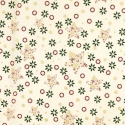 Christmas Fabric Fantasy of Golden Stars Ecru Background | Wolf Fabrics