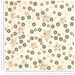 Christmas Fabric Fantasy of Golden Stars Ecru Background | Wolf Fabrics