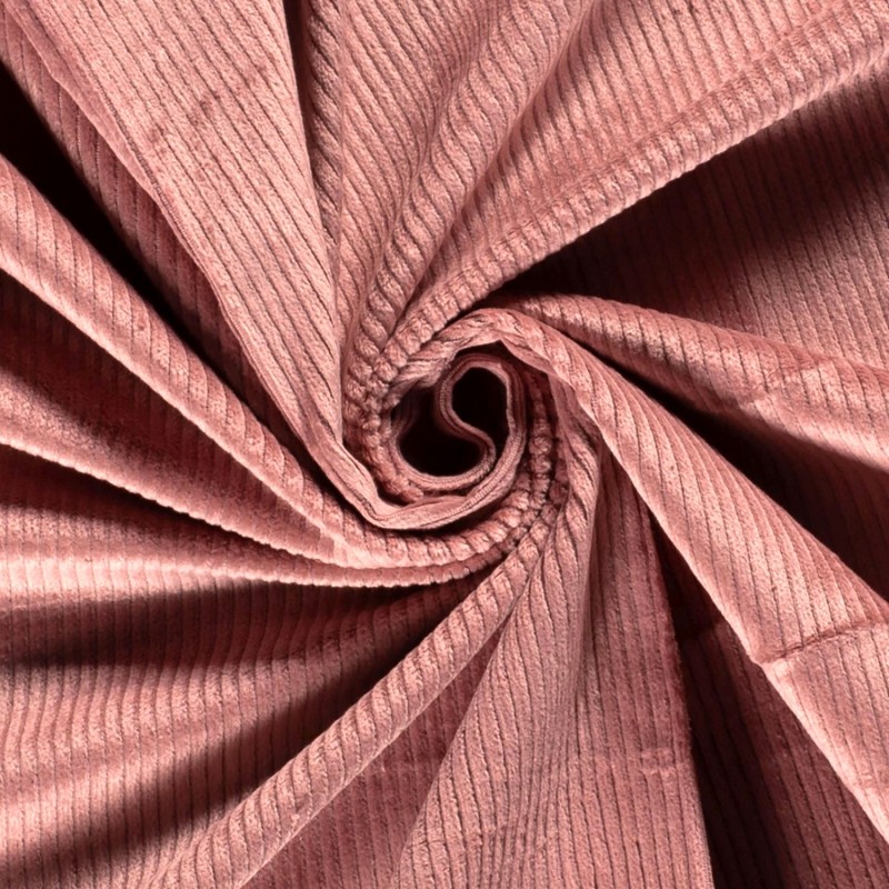 Ballerina Pink Stretch Corduroy Fabric wide ribs 4.5 mm | Wolf Fabrics