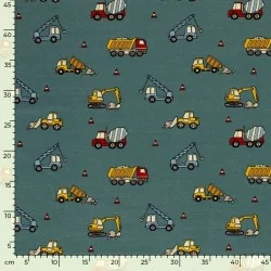 Alpine Fleece Sweat Fabric Tractor Truck and Crane | Wolf Fabrics