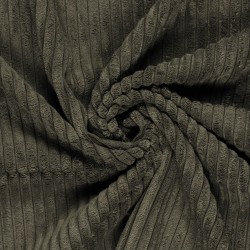 Khaki Grey Corduroy Fabric with very wide ribs 11 mm | Wolf Fabrics