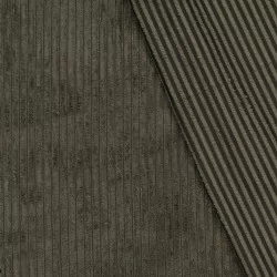 Khaki Grey Corduroy Fabric with very wide ribs 11 mm | Wolf Fabrics