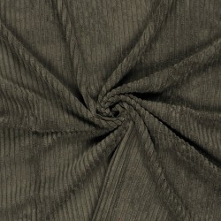 Khaki Grey Corduroy Fabric with very wide ribs 11 mm | Wolf Fabrics