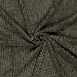 Khaki Grey Corduroy Fabric with very wide ribs 11 mm | Wolf Fabrics