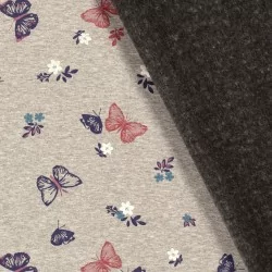 Sweat Fabric Alpine Fleece Butterflies and Flowers | Wolf Fabrics