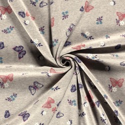 Sweat Fabric Alpine Fleece Butterflies and Flowers | Wolf Fabrics